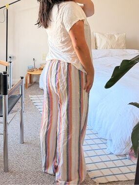 Pastel Stripe Cotton / Linen Pants Sz M